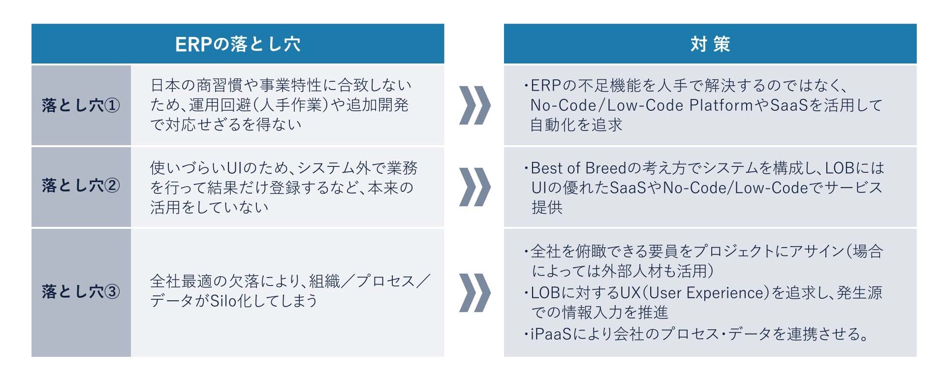 図表5 ERPの落とし穴とその対策